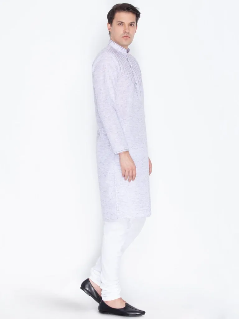 Jashvi Men's Purple Color Linen Kurta and Pyjama Set