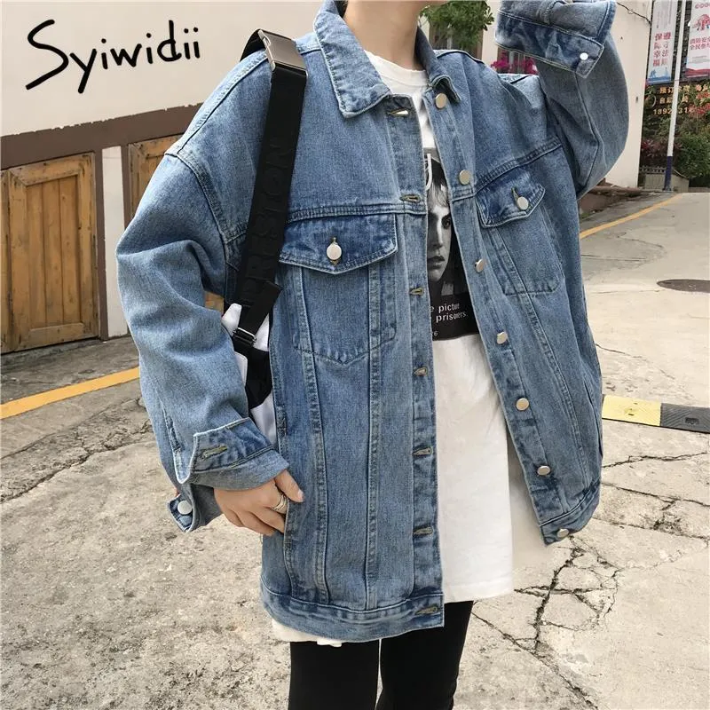 Joskaa Jean Jacket Women Denim Coat Fall Winter 2024 New Fashion Loose Oversized Blue Jean Jacket Button Up Oversized Cardigan