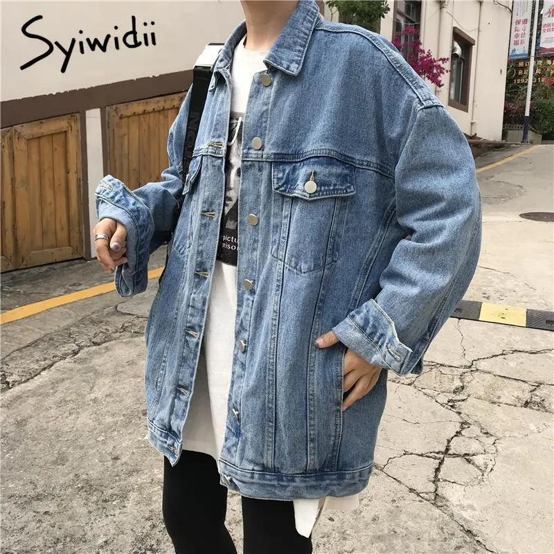 Joskaa Jean Jacket Women Denim Coat Fall Winter 2024 New Fashion Loose Oversized Blue Jean Jacket Button Up Oversized Cardigan
