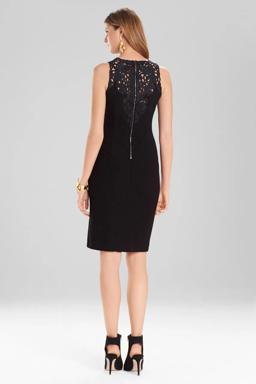Knit Crepe Embroidered Sheath Dress