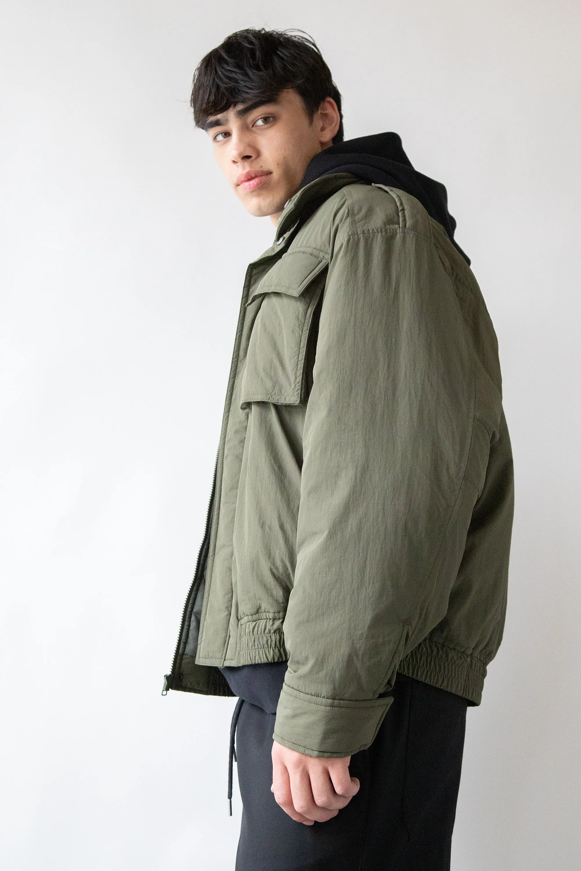 LS OVERSIZED NYLON BOMBER JACKET| OAK   FORT
