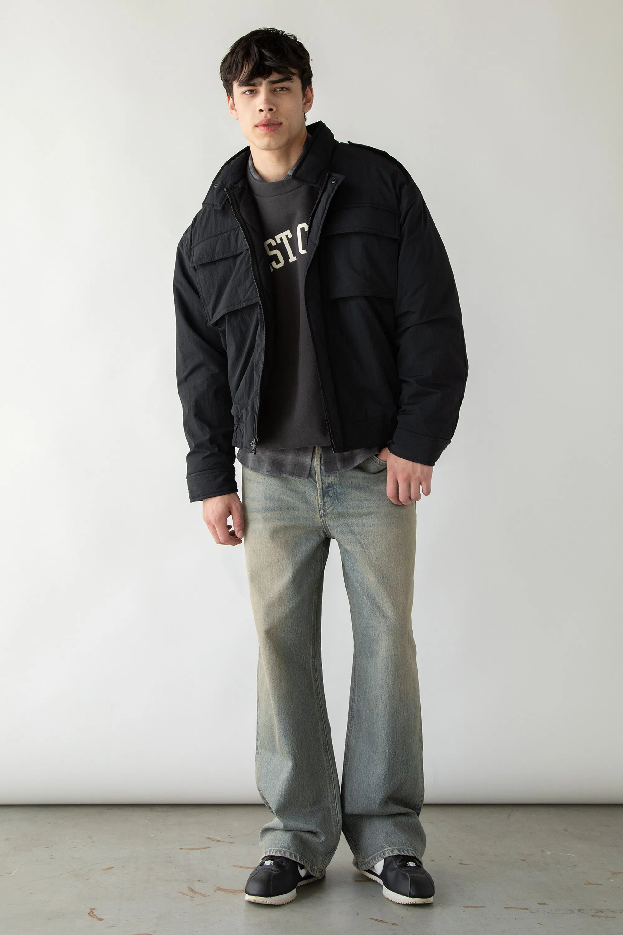LS OVERSIZED NYLON BOMBER JACKET| OAK   FORT