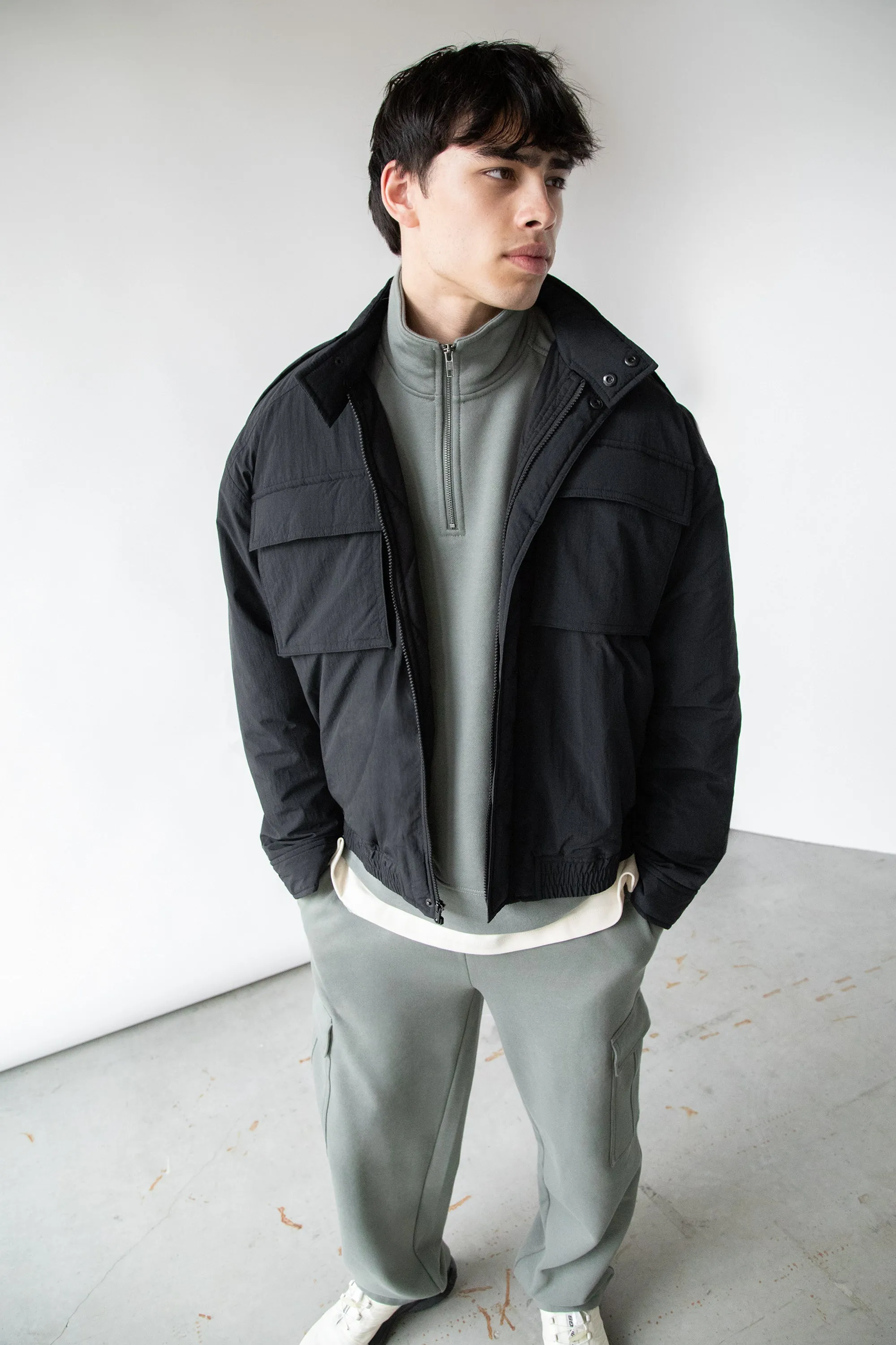 LS OVERSIZED NYLON BOMBER JACKET| OAK   FORT