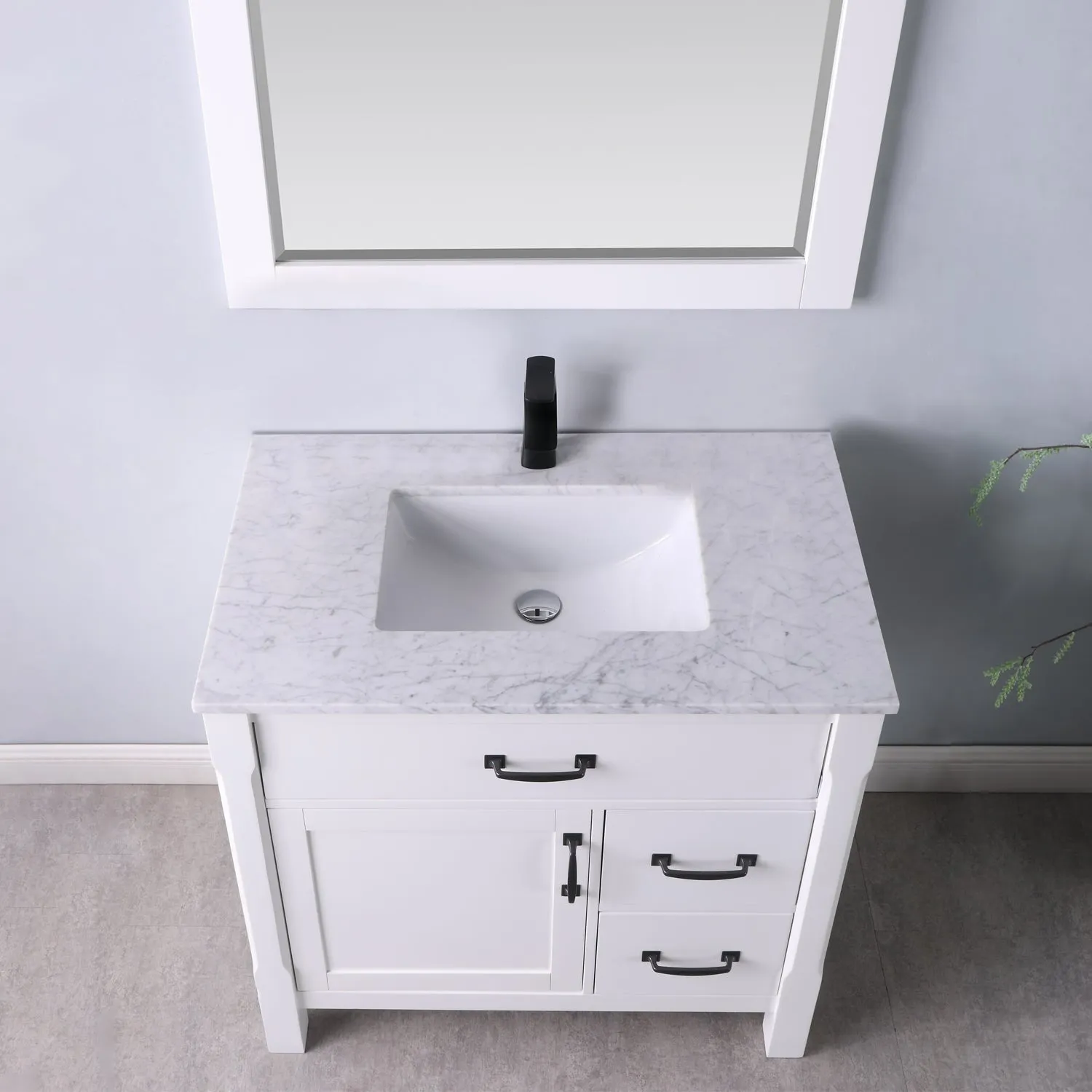Maribella 36" Single Bathroom Vanity Set with Carrara White Marble Countertop