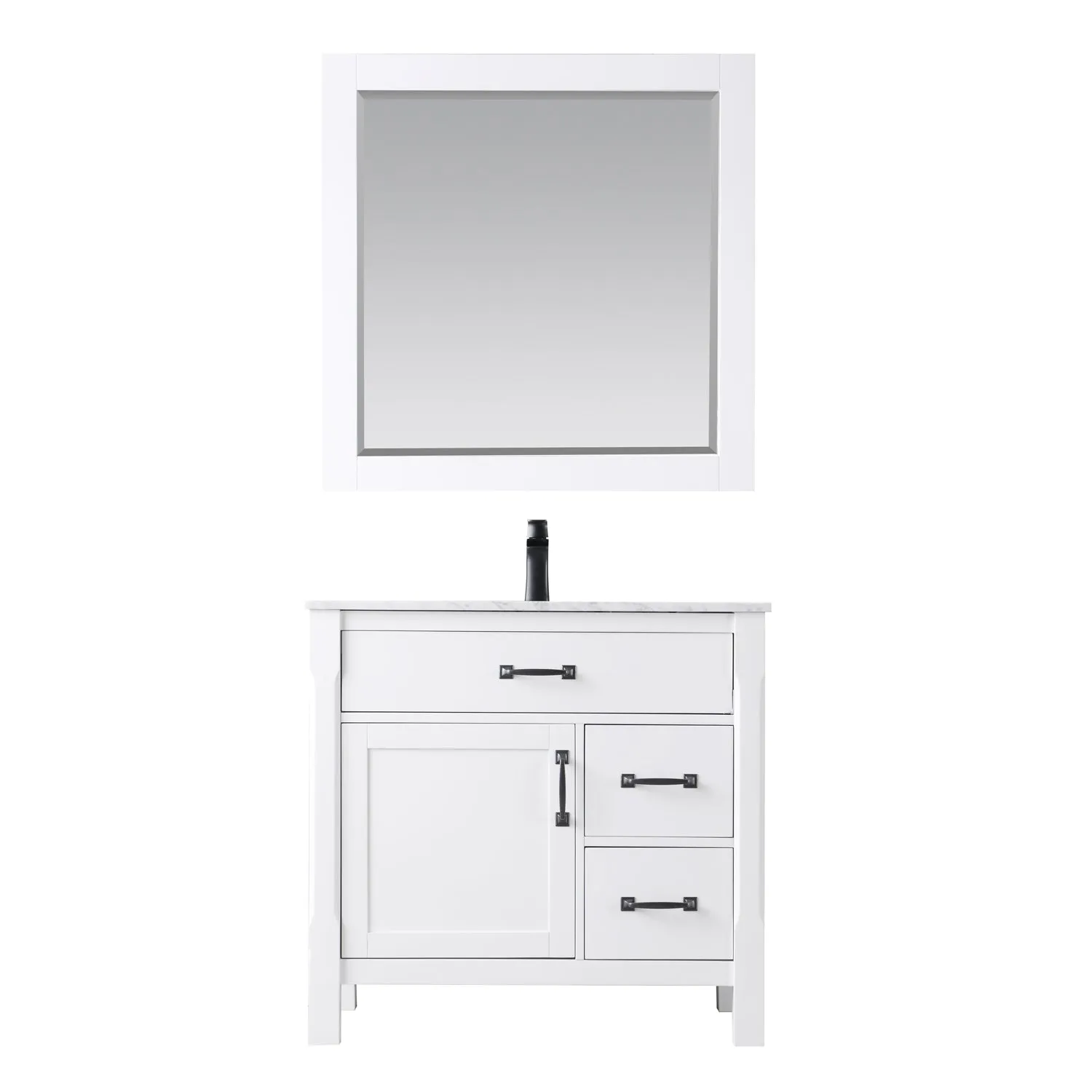 Maribella 36" Single Bathroom Vanity Set with Carrara White Marble Countertop