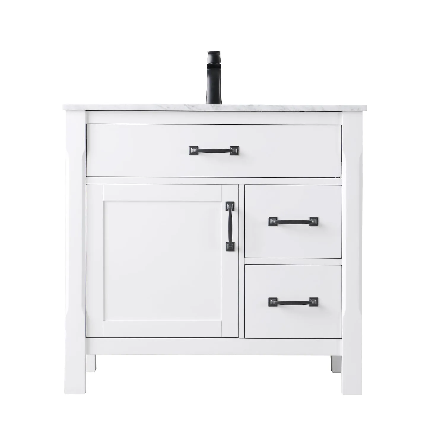 Maribella 36" Single Bathroom Vanity Set with Carrara White Marble Countertop