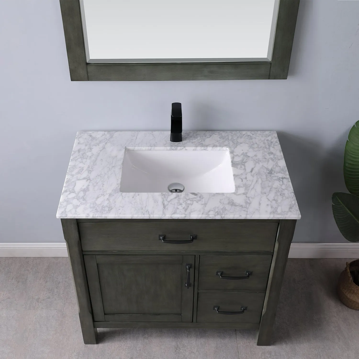 Maribella 36" Single Bathroom Vanity Set with Carrara White Marble Countertop