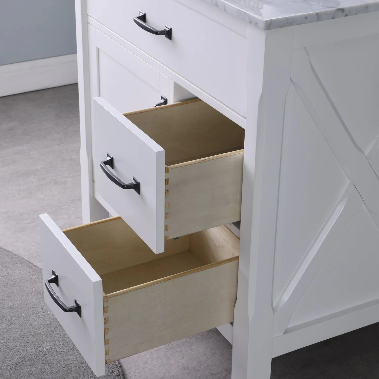 Maribella 36" Single Bathroom Vanity Set with Carrara White Marble Countertop