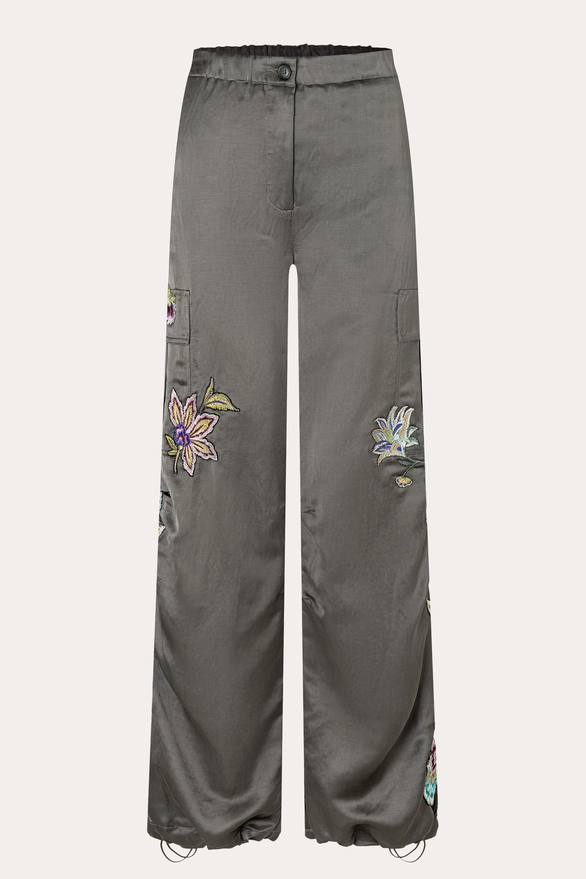 Morgan Satin Trousers Wide Fit Cargo - Volcanic
