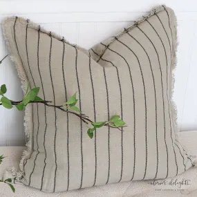 Narrow Stripe Linen Pillow- Square