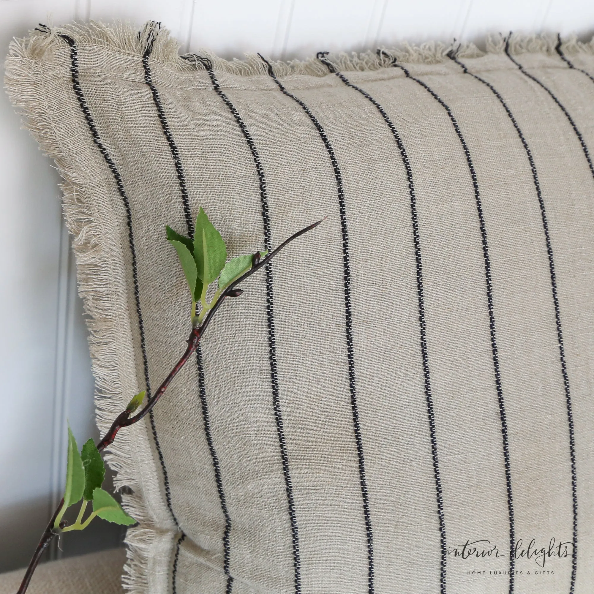 Narrow Stripe Linen Pillow- Square