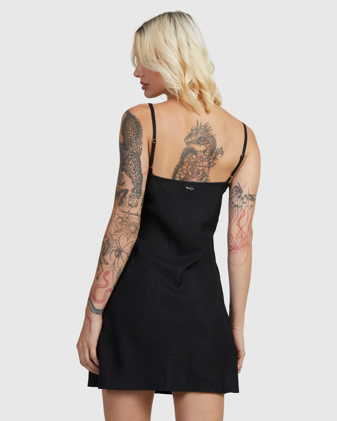 Off Duty Bias Mini Dress - Washed Black