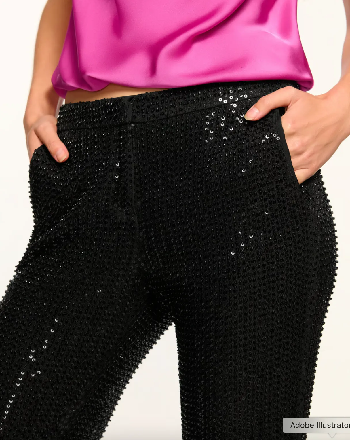 Olivian Beaded Trosuers - Black Mesh