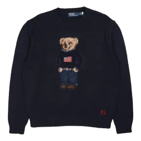 Polo Bear Cotton-Linen Sweater Navy