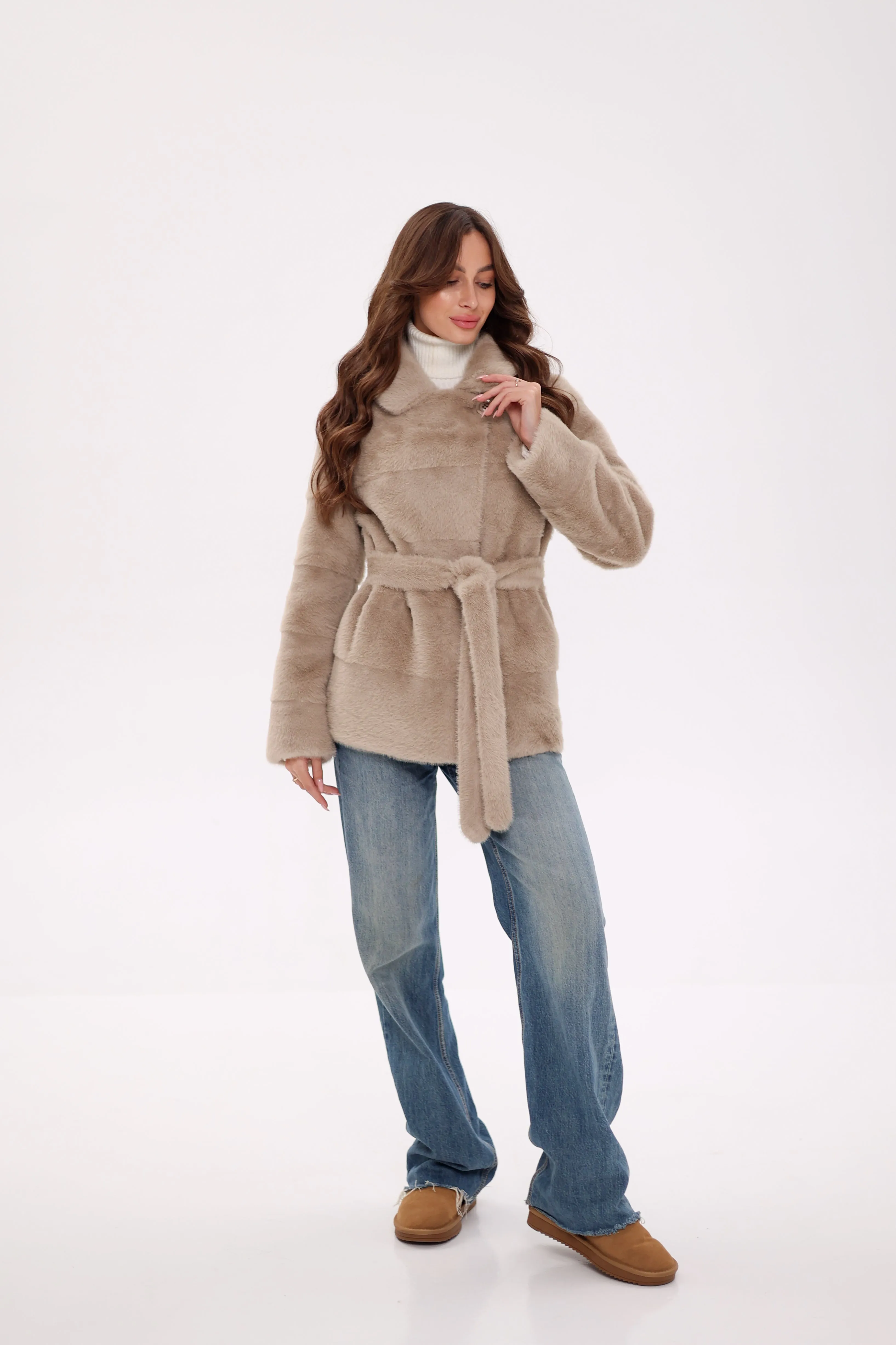 Pre-Order. Ships November 25. Faux Mink Effect Fur Coat
