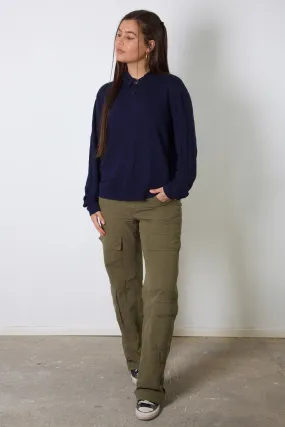 Ralph Lauren Linen  Navy Polo Sweater