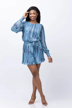 Ramy Brook Emberly Dress in Calypso Blue Lurex Swirl Knit