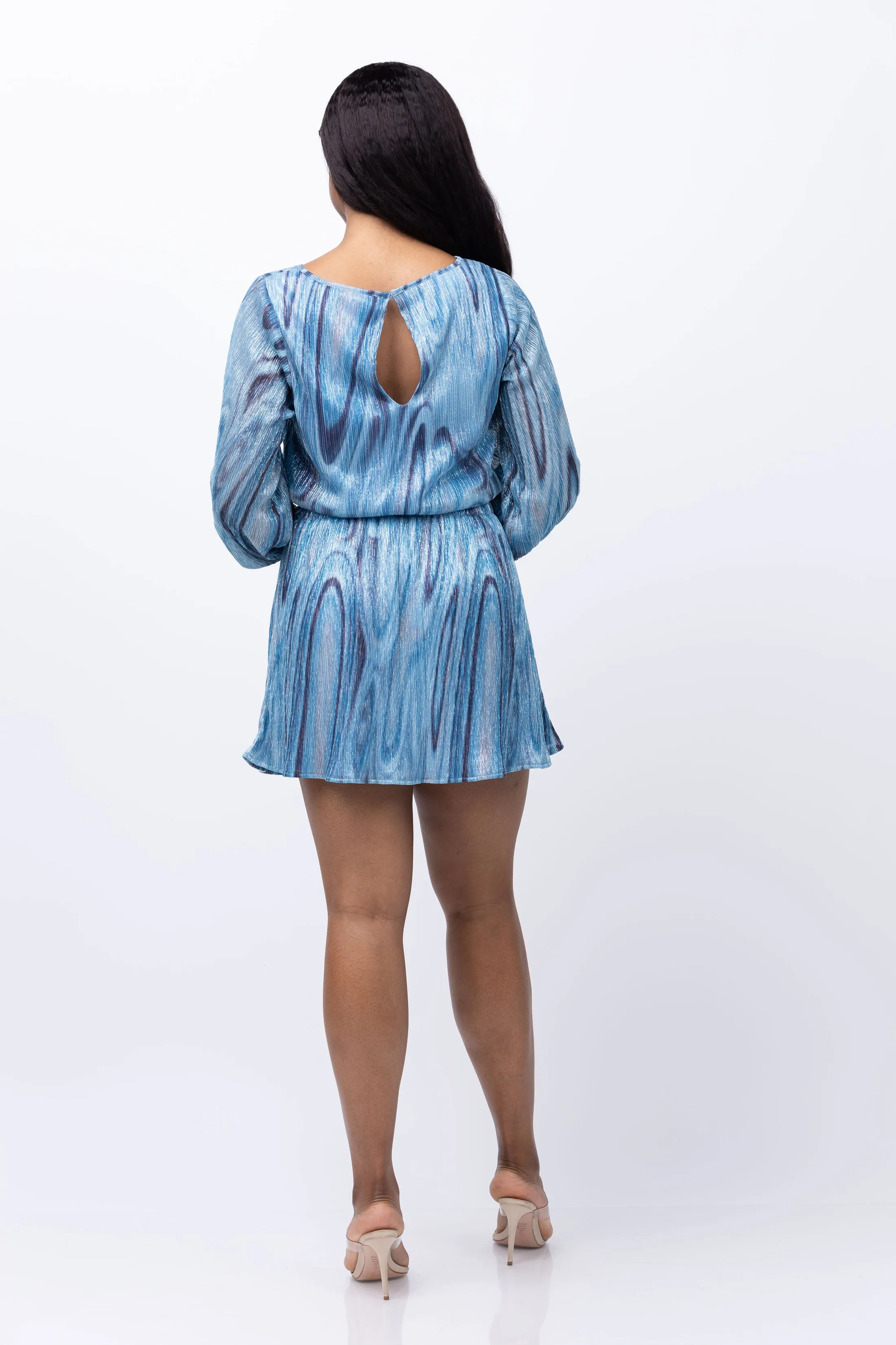 Ramy Brook Emberly Dress in Calypso Blue Lurex Swirl Knit