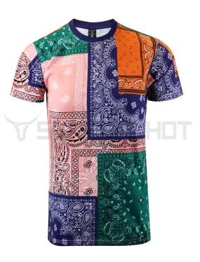 S11011 BANDANA PATCHWORK T-SHIRTS (PURPLE)