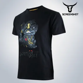 S11307-MONKEY APPLIQUE PREMIUM T-SHIRTS (BLACK)
