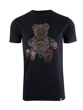 S11910RH-RHINESTONE BEAR T-SHIRTS (BLACK)