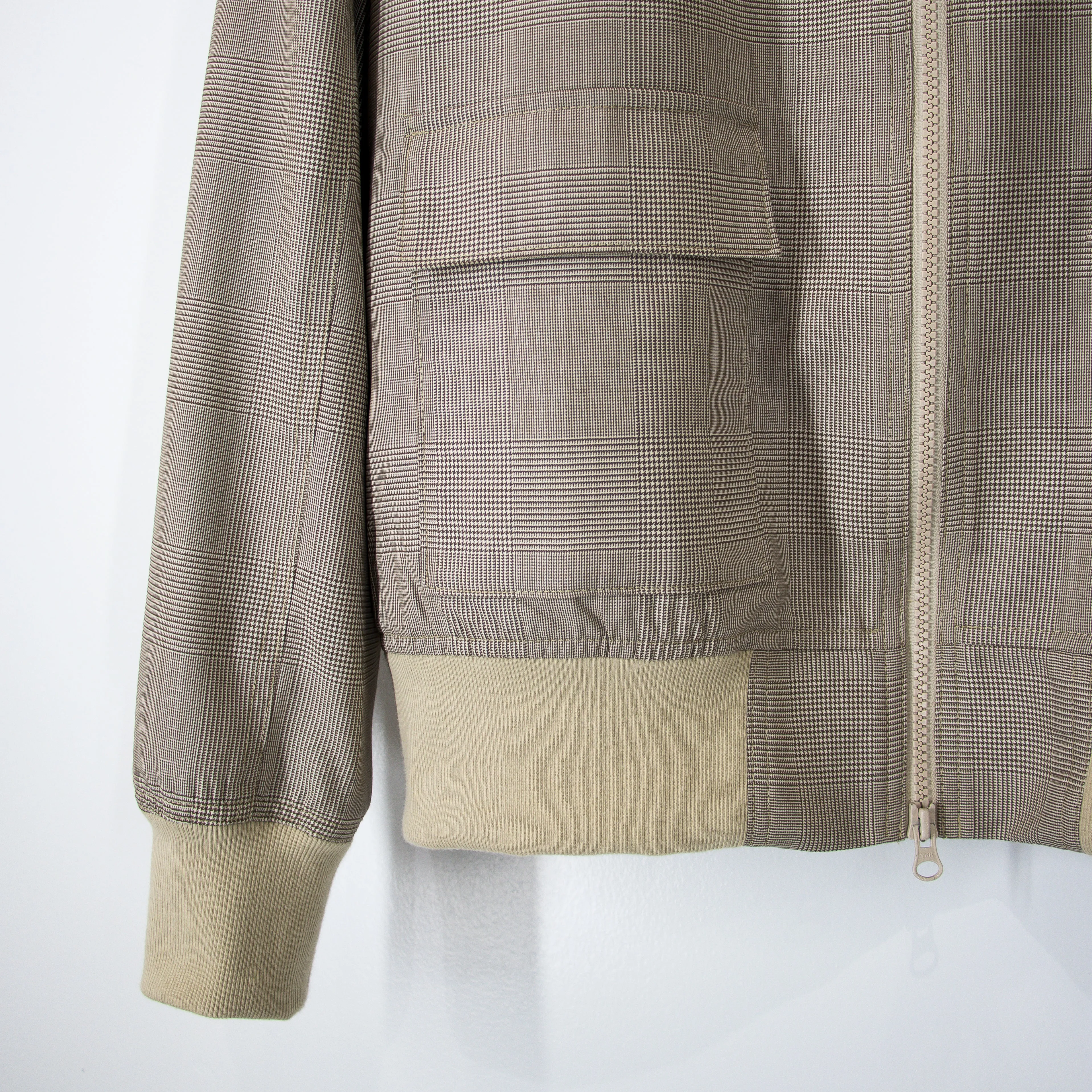 Sand Beige Oversized Pockets Super 160 Wool Bomber Jacket