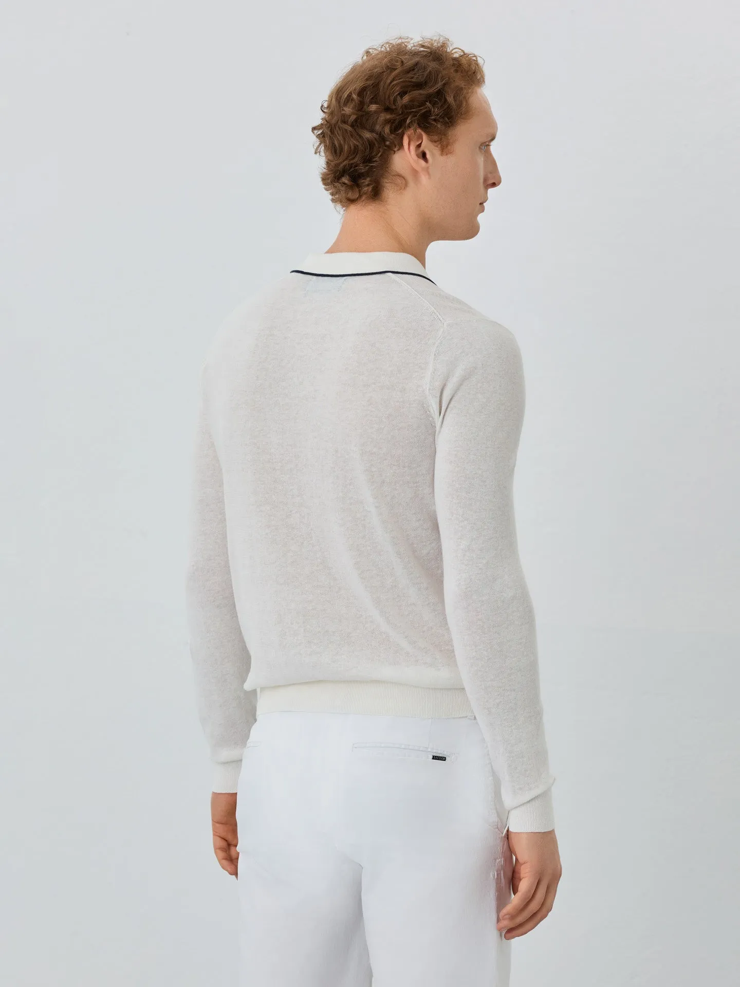Sweater With Long Sleeves In Cotton-linen Blend