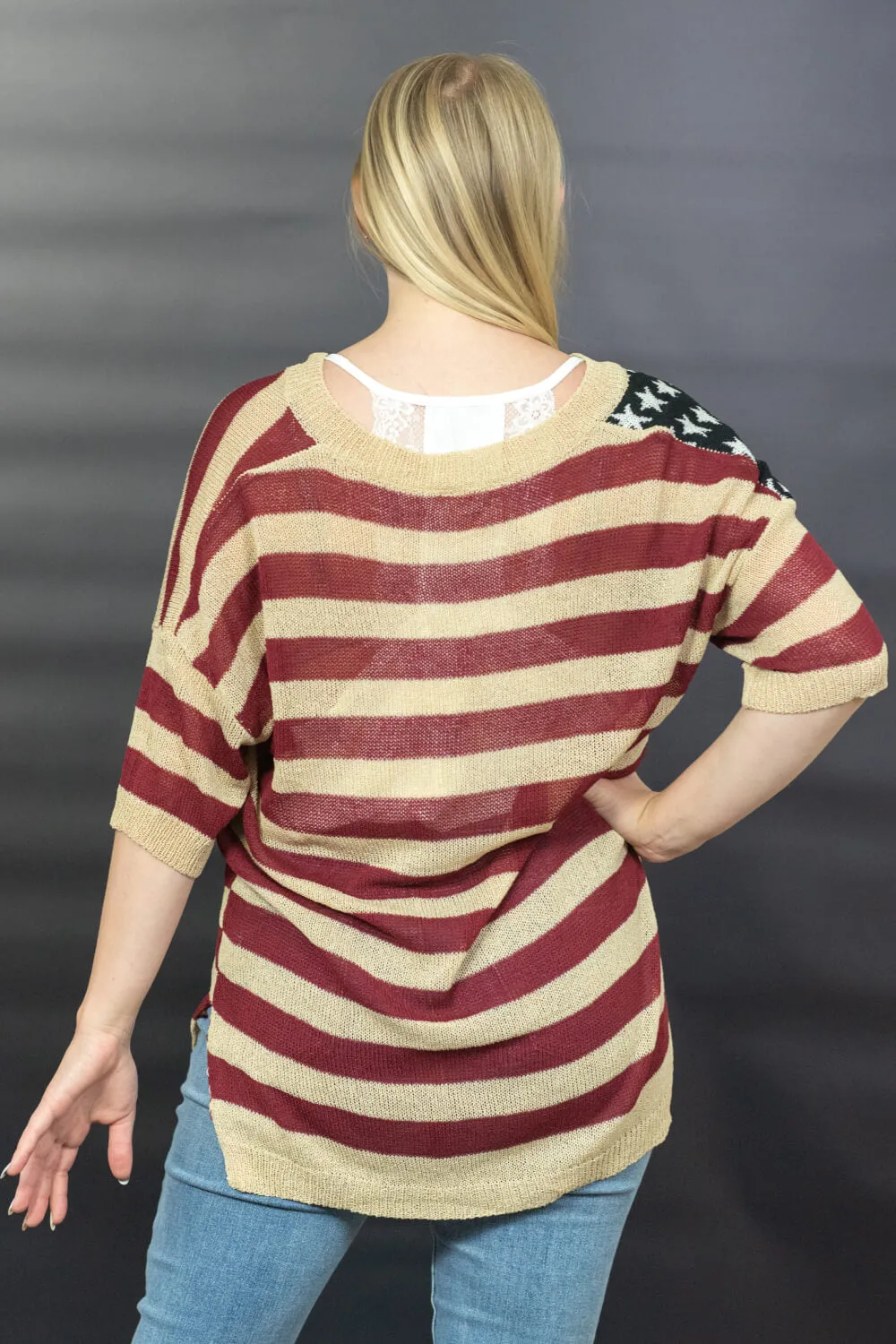 Sweet Land of Liberty Flag Print Sweater