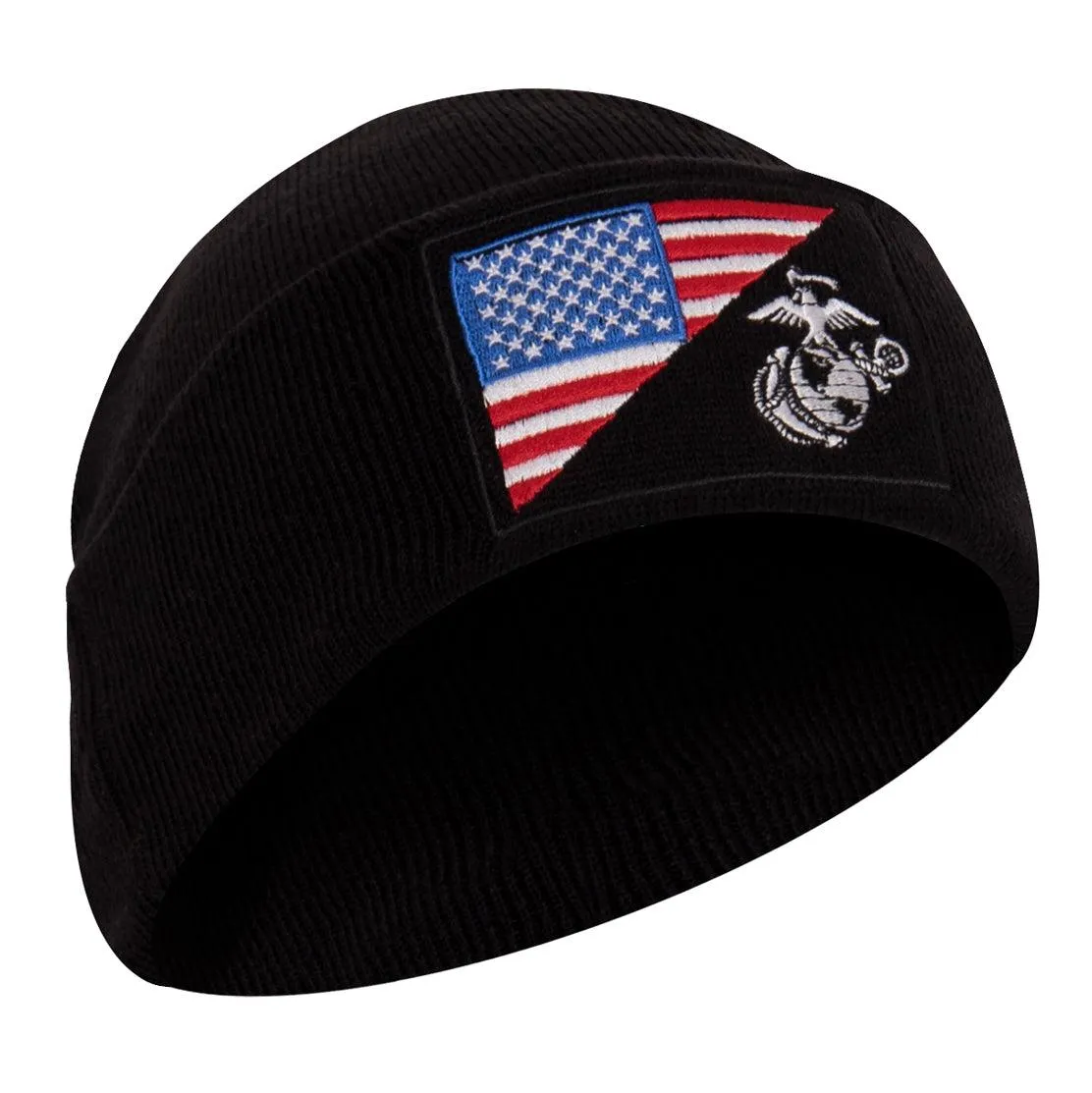 USMC Eagle, Globe and Anchor / US Flag Deluxe Fine Knit Watch Cap by Rothco