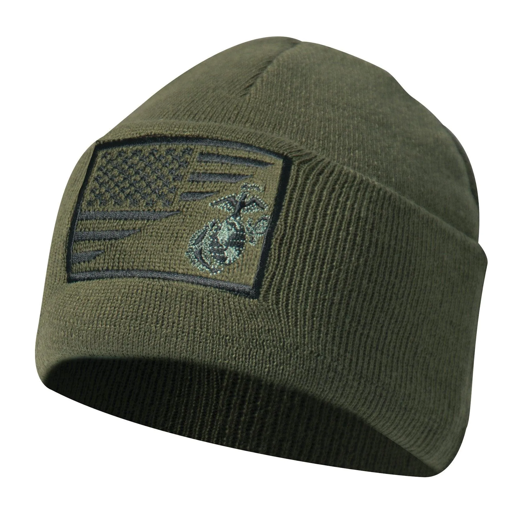 USMC Eagle, Globe and Anchor / US Flag Deluxe Fine Knit Watch Cap by Rothco