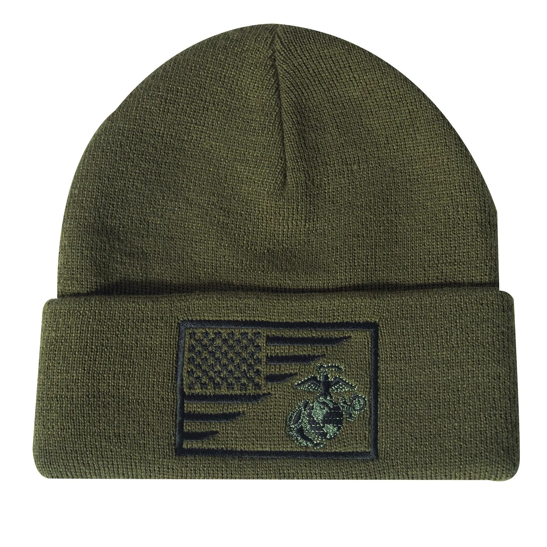 USMC Eagle, Globe and Anchor / US Flag Deluxe Fine Knit Watch Cap by Rothco