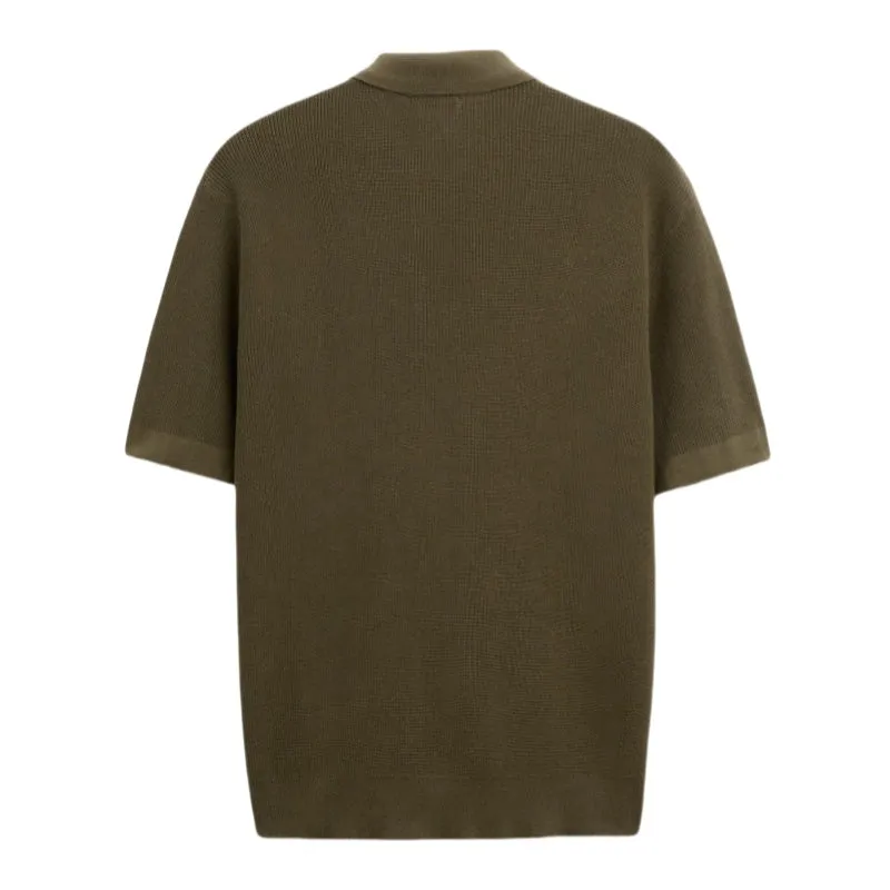 Wholesale Custom Soft Linen Blend Man Ribbed Knit Sweater Short Sleeve Knitwear High-Quality Polo Zip-up Collar Spring Summer