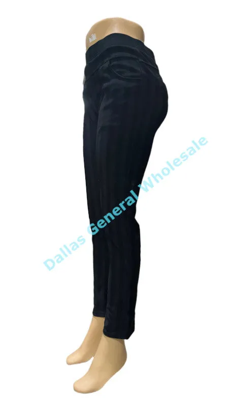 Women Stripes Fleece Lining Trousers Pants Wholesale