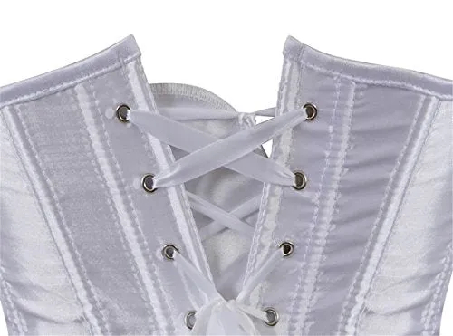 Zhitunemi Women's Satin Underbust Corset Bustier Waist Training Cincher Plus Size Medium White