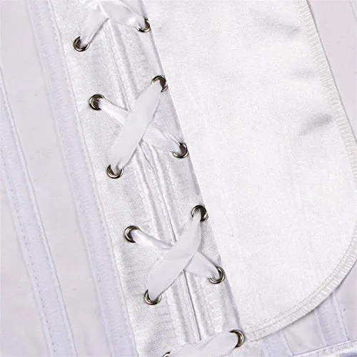 Zhitunemi Women's Satin Underbust Corset Bustier Waist Training Cincher Plus Size Medium White