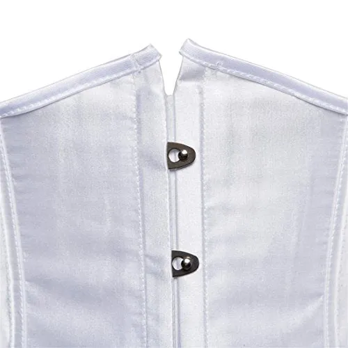 Zhitunemi Women's Satin Underbust Corset Bustier Waist Training Cincher Plus Size Medium White