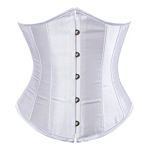 Zhitunemi Women's Satin Underbust Corset Bustier Waist Training Cincher Plus Size Medium White