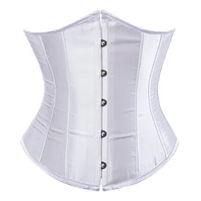 Zhitunemi Women's Satin Underbust Corset Bustier Waist Training Cincher Plus Size Medium White