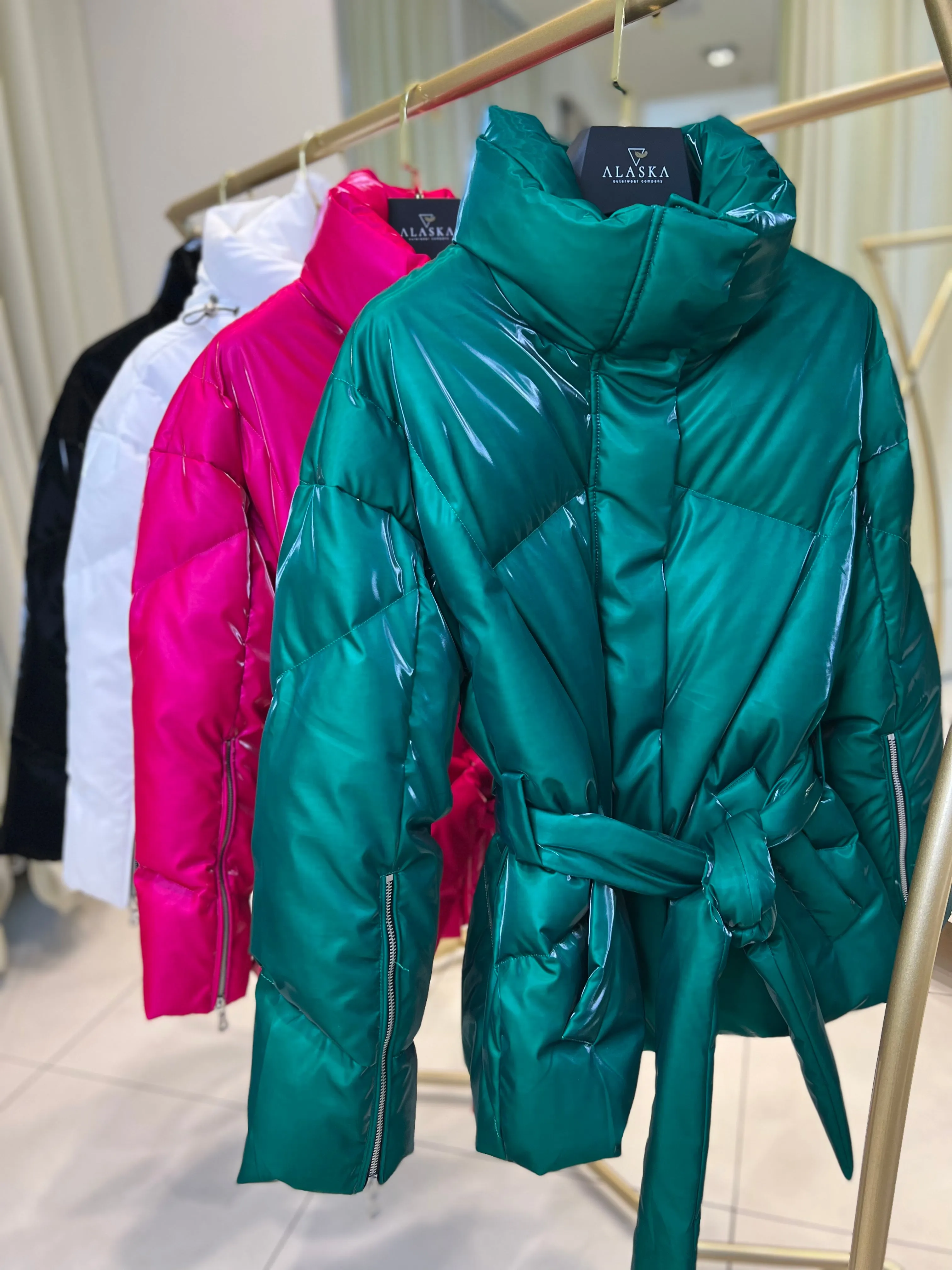 Ziva Vinyl Down Belted Coat